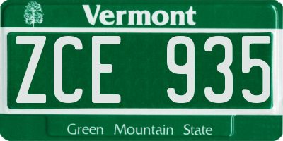 VT license plate ZCE935