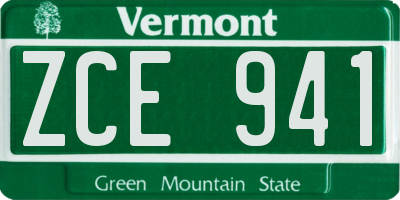 VT license plate ZCE941