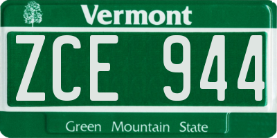 VT license plate ZCE944
