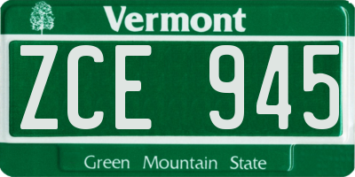 VT license plate ZCE945