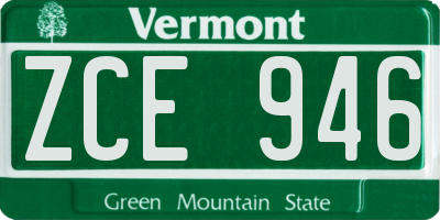 VT license plate ZCE946