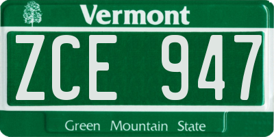 VT license plate ZCE947