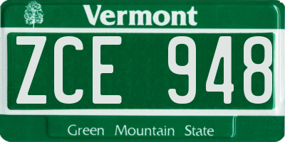 VT license plate ZCE948