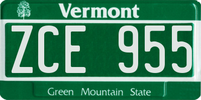 VT license plate ZCE955