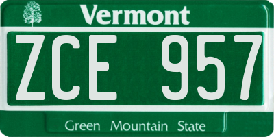 VT license plate ZCE957