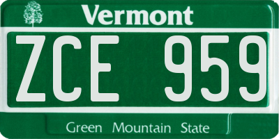 VT license plate ZCE959