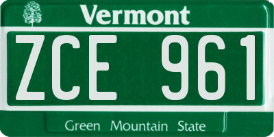 VT license plate ZCE961