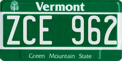 VT license plate ZCE962
