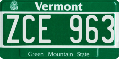 VT license plate ZCE963