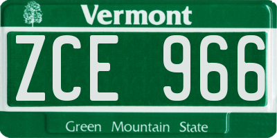 VT license plate ZCE966