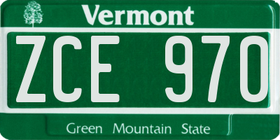 VT license plate ZCE970