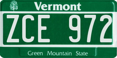 VT license plate ZCE972
