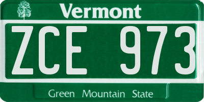 VT license plate ZCE973