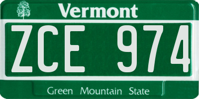 VT license plate ZCE974