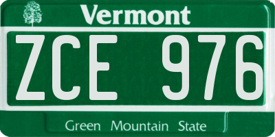 VT license plate ZCE976