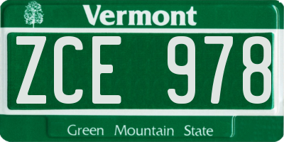 VT license plate ZCE978