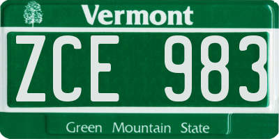 VT license plate ZCE983