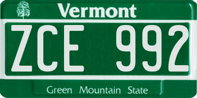 VT license plate ZCE992