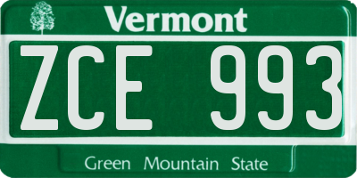 VT license plate ZCE993