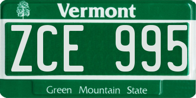 VT license plate ZCE995