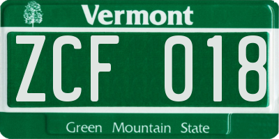 VT license plate ZCF018