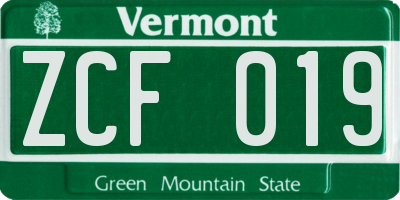 VT license plate ZCF019