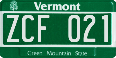 VT license plate ZCF021