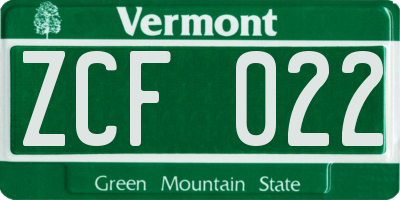 VT license plate ZCF022