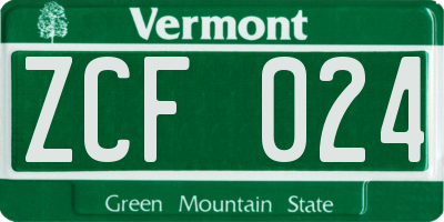 VT license plate ZCF024