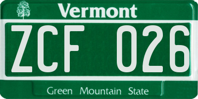 VT license plate ZCF026