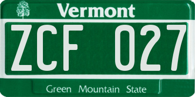 VT license plate ZCF027