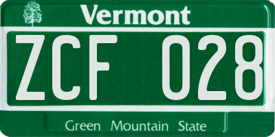 VT license plate ZCF028