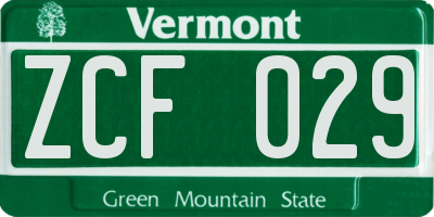 VT license plate ZCF029