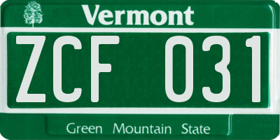 VT license plate ZCF031