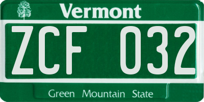 VT license plate ZCF032