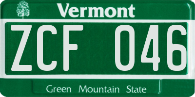 VT license plate ZCF046