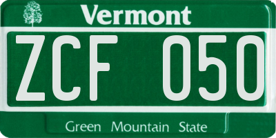 VT license plate ZCF050