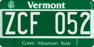 VT license plate ZCF052