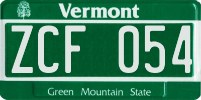 VT license plate ZCF054