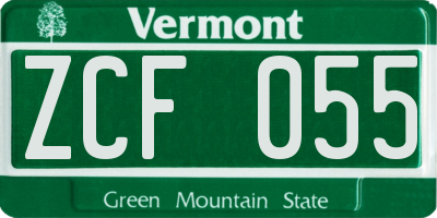 VT license plate ZCF055