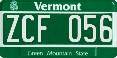 VT license plate ZCF056
