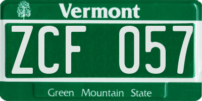 VT license plate ZCF057