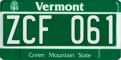 VT license plate ZCF061