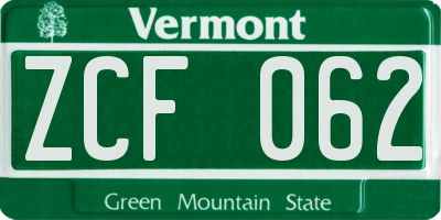 VT license plate ZCF062