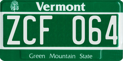 VT license plate ZCF064