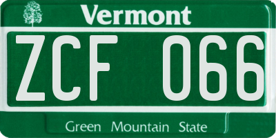 VT license plate ZCF066