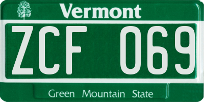 VT license plate ZCF069