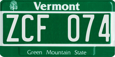 VT license plate ZCF074
