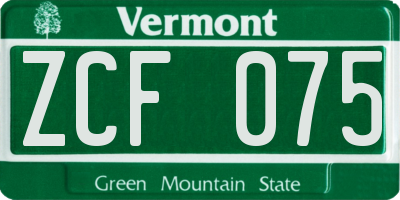 VT license plate ZCF075