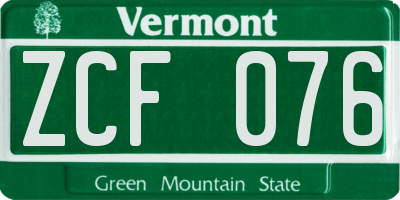 VT license plate ZCF076